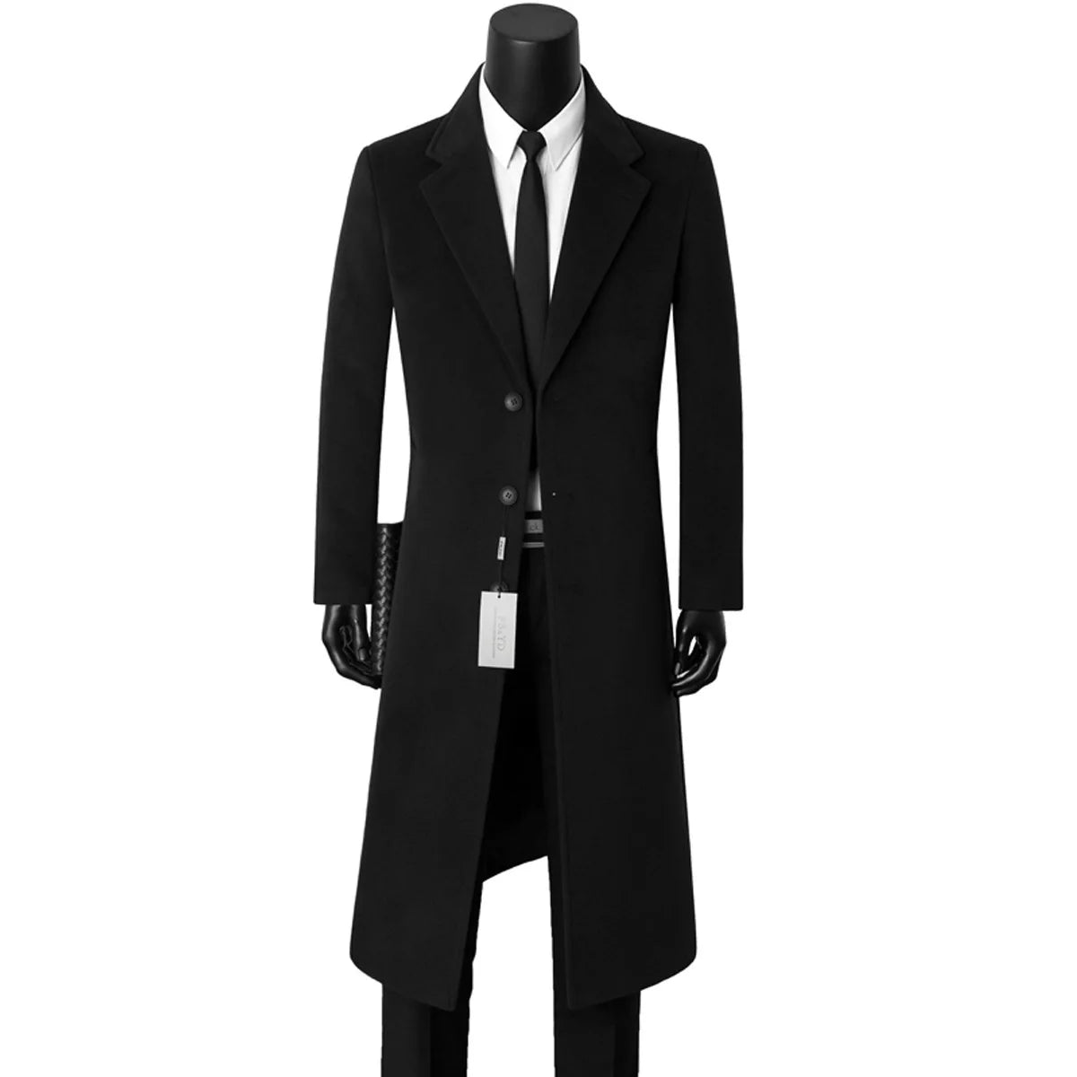 Men woolen coats for autumn and winter long and stylish business casual woolen warm windbreaker suit collar dad-style men's coat