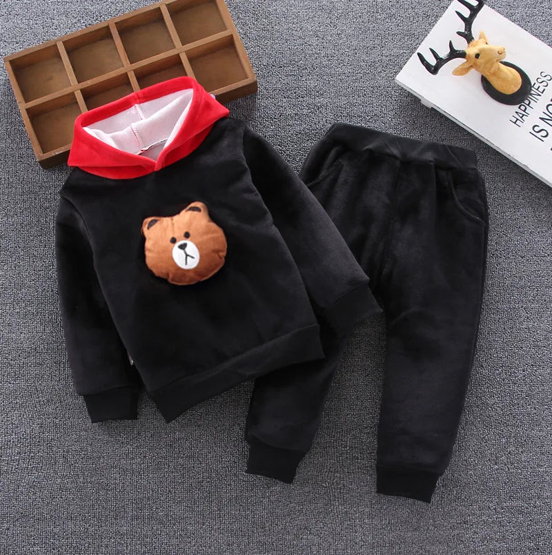 Boys Clothing Sets Children Fashion Cartoon Bear Baby T-shirt Vest Coat And Pants Suit 2pcs Outfits Kids Sport Suit1-4 years