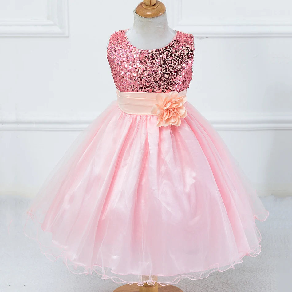 2-14yrs Teenage Clothing Christmas Girl Dress Summer Princess Wedding Party dress sequins Sleeveless New Year For Girls Clothes