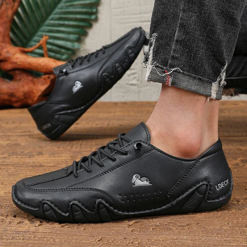 Classic Red Shoes for Men PU Leather Comfortable Walking Shoes Fashionable Women's Casual Shoes - Multifunctional Low Top Design