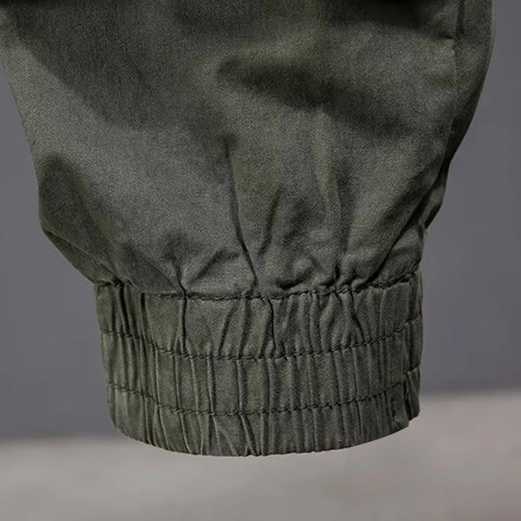 Cargo Pants for Mens Elastic Casual Trousers Zipper Multi-Pocket Joggers