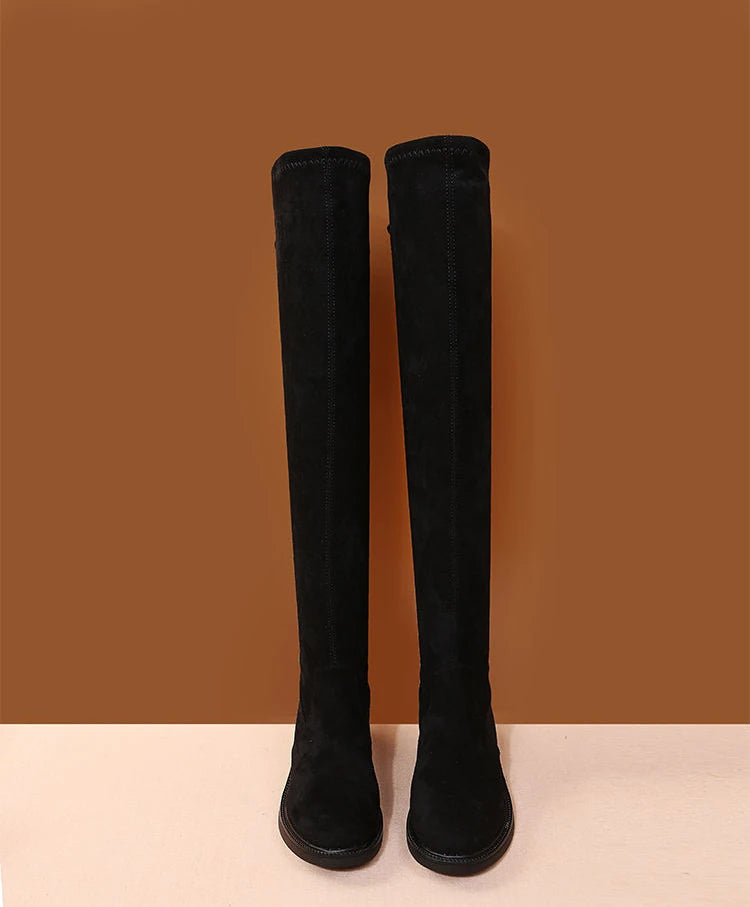 Women's Boots Rhinestone Shoes for Woman Thigh High Footwear Above Over The Knee Middle Heel with Laces Lace-up Quality New In