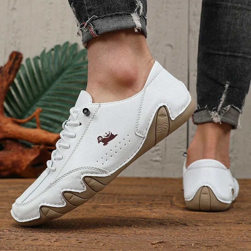Classic Red Shoes for Men PU Leather Comfortable Walking Shoes Fashionable Women's Casual Shoes - Multifunctional Low Top Design