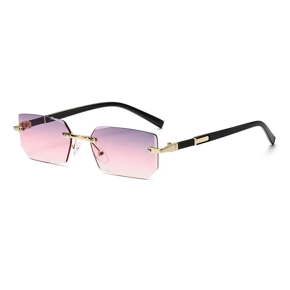 Trendy Rimless Sunglasses for Men Women Fashion Frameless Rectangle Sun Glasses Retro UV400 Shades Summer Traveling Eyewear