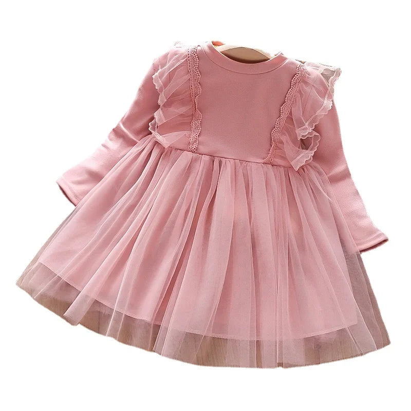 Girls Clothing Dress Autumn New Girls Dess Long Sleeve Dress Vestidos Mesh Tutu Princess Dress