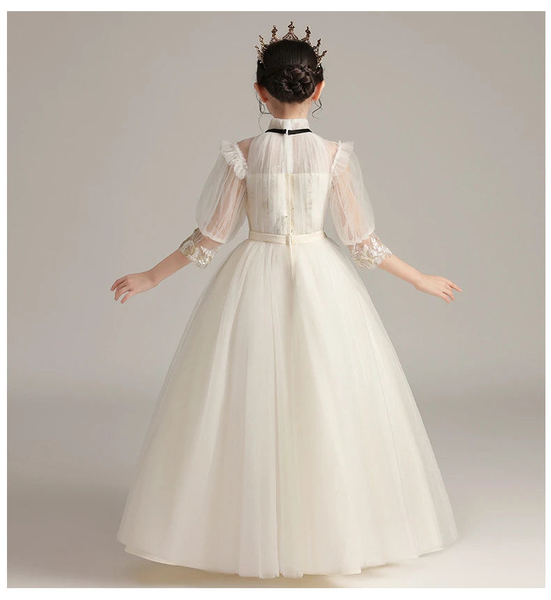 Children Clothing Green Dress for Girls 3 To 14 Year Elegant Formal Evening Dresses Long Luxury Cute Kid Wedding Party Ball Gown