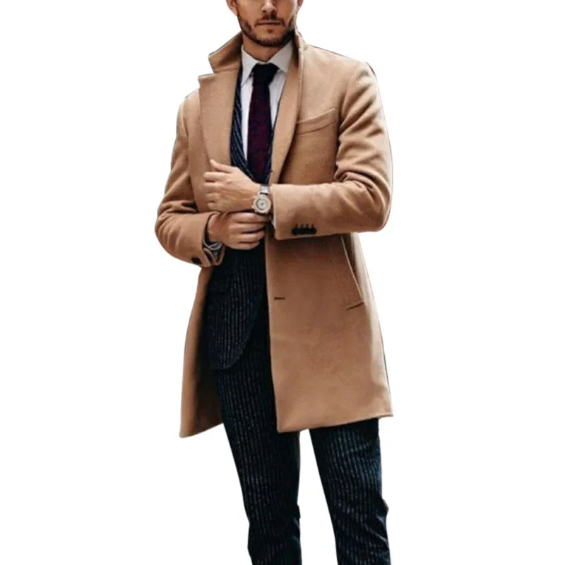 MRMT 2025 Brand New Men's Coat British Mid-Length Men Long-Sleeve Woolen Coat Casual Business Man Windbreak Woolen Coats Outwear