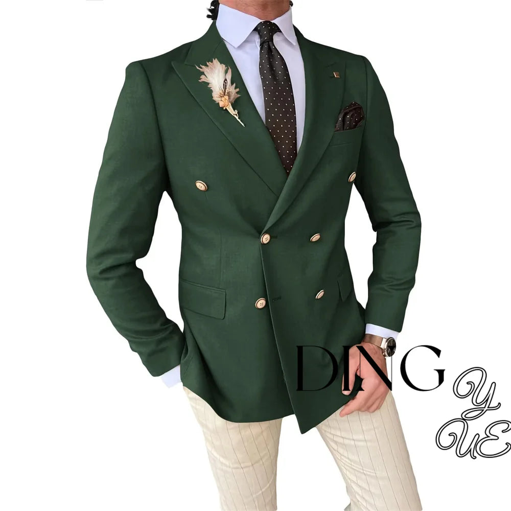 Mens Double Breasted Blazer Casual Jacket for Men Slim Fit Sports Coat for Men Business Wedding Dinner Suit Jacket