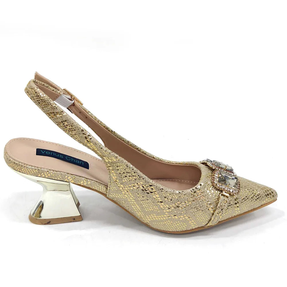 2024 Rhinestone Pointed-Toe High Heels Shoes and Bags Set for Women Wedding and Party Elegant Luxury Fashion in Wine Color