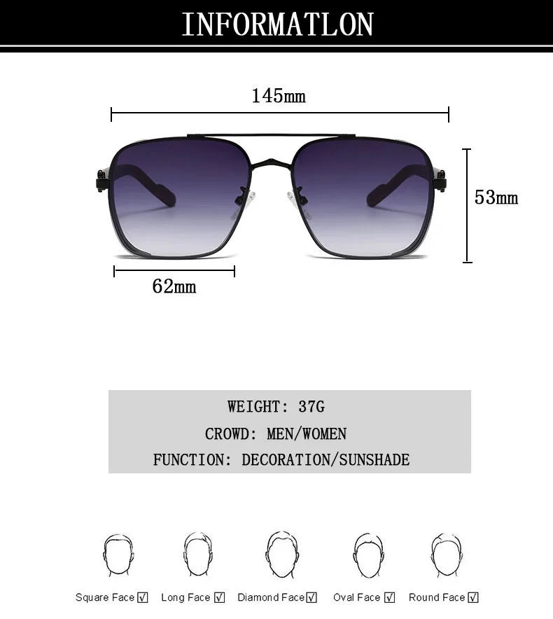 2023 Sunglasses For Men Square Sunglasses Women Trendy Luxe Vintage Fashion Glasses Retro Steampunk Shades Gafas De Sol Hombre