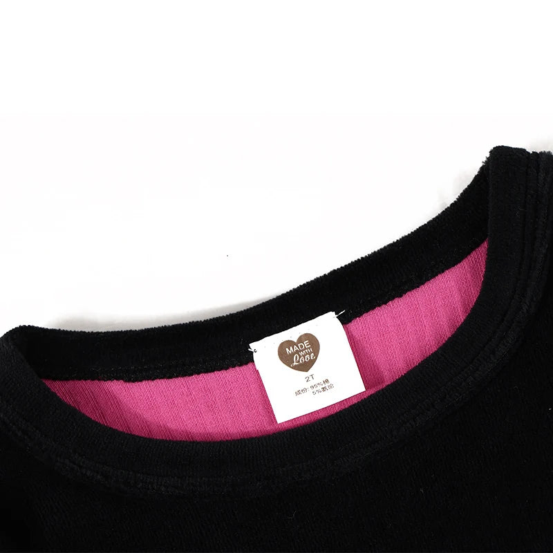 Boys pajama set blue black top and pants kids clothes for boy and girl clothing round neck winter season front velour back rib