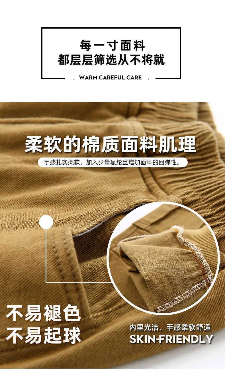 Boys Pants Boys Harem Pants Solid Cargo Pants Teenage Boy Multi-Pocket Trousers Kids Spring Autumn Boys Casual Pants Streetwear