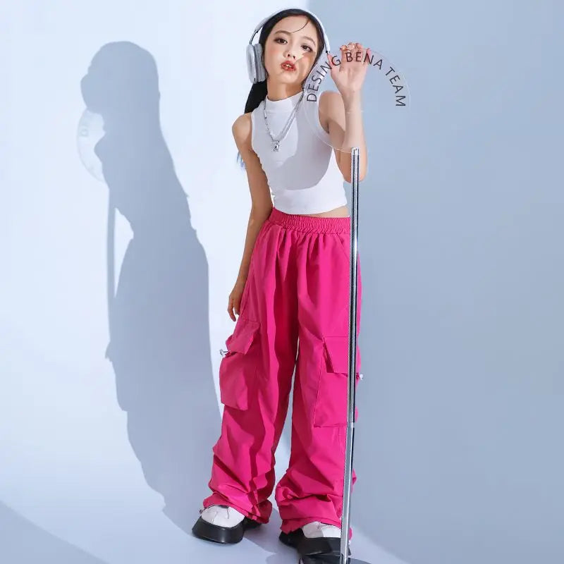 Girls Cargo Pants 5-14 Years Spring Fashion Children Loose Trousers Autumn Kids New Style Wide-leg Pants Girl Casual Clothing