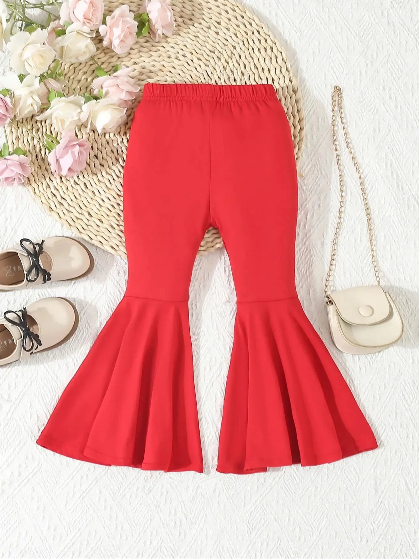 Autumn Kids Girls Clothing  Solid Color Bell-bottoms Elastic Waist  Flared Trousers Leggings Toddler Infant Girl's Clothing