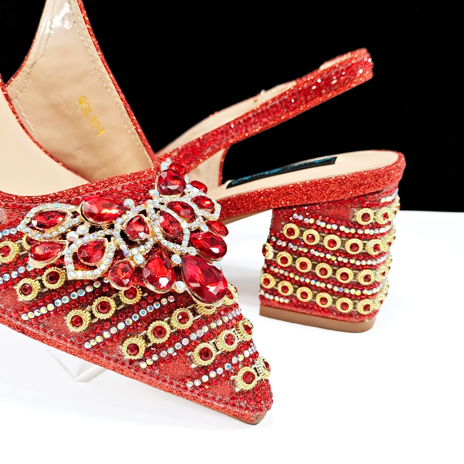 2024 Italian Design Full Rhinestone Comfortable high heel shoes And Bag Fashion Style Pointed-Toe Shoes For Women