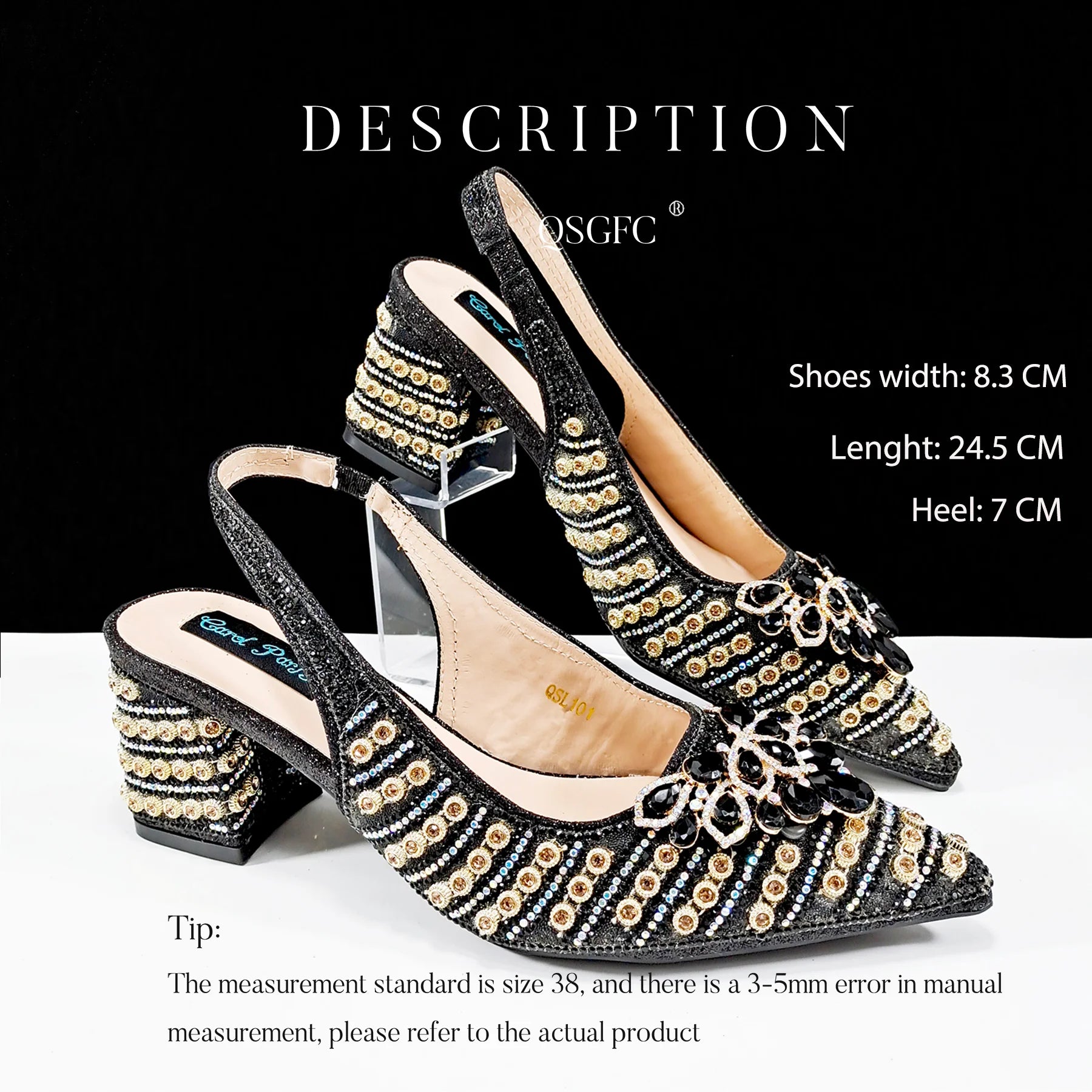 2024 Italian Design Full Rhinestone Comfortable high heel shoes And Bag Fashion Style Pointed-Toe Shoes For Women