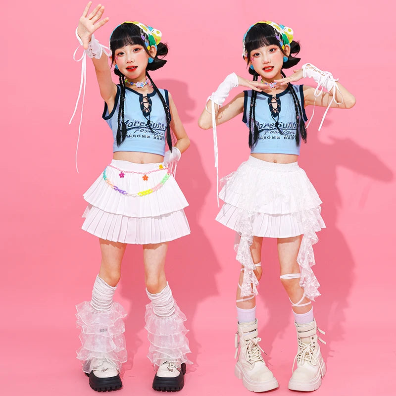 Girls Hip Hop Clothing Crop Top Cargo Pants Children K-pop Street Dance Costume Kids Girl Group Streetwear Jazz Clothes Sets