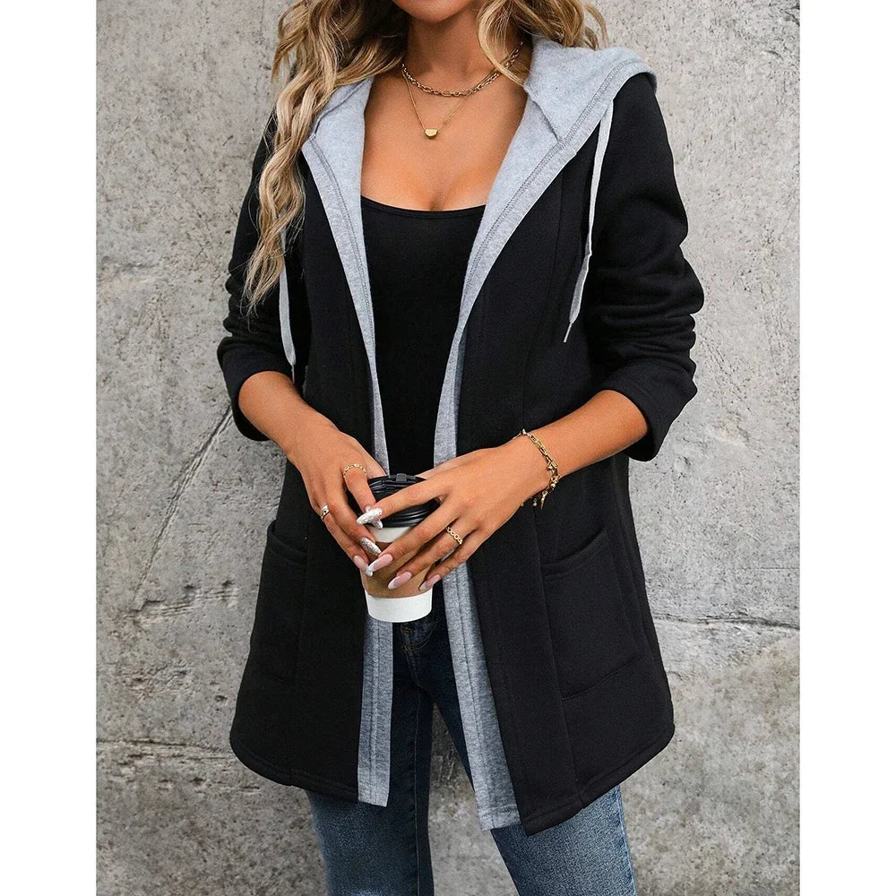 Women's  Coats Autumn Winter Casual Comfortable Multilayer Long Sleeve Hoodie Zipper Coats