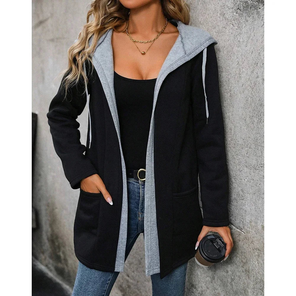 Women's  Coats Autumn Winter Casual Comfortable Multilayer Long Sleeve Hoodie Zipper Coats
