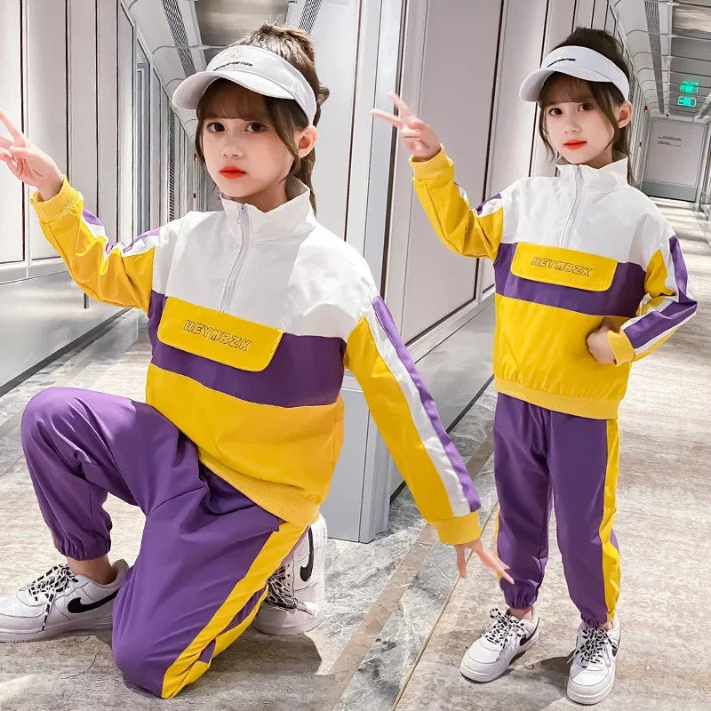 New 2023 Girls Clothes Sport Clothing For Girls Coat + Pants 2PCS Kids Clothes Children's School Clothing Teenage 6 8 10 12 Year