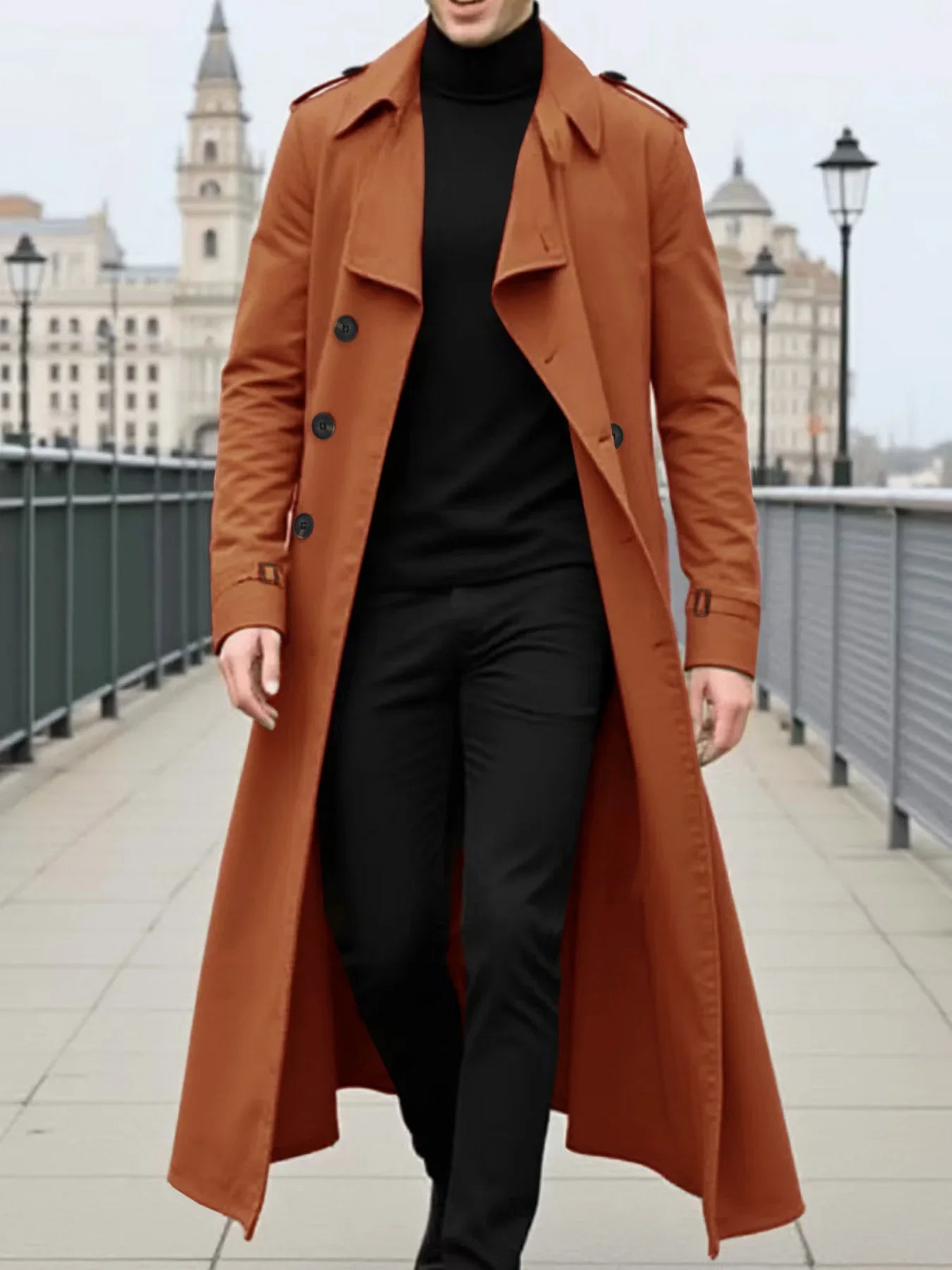 Men's Jacket Winter Thickened Trench Coat Double-Breasted Warm Jacket for Fashionable Wear Blazer