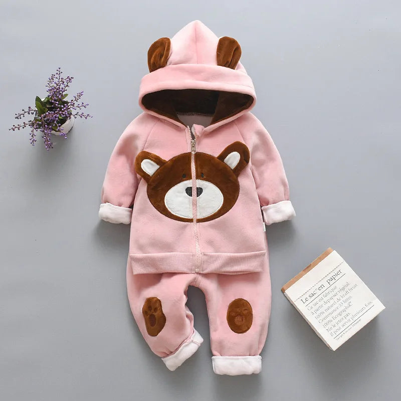 Boys Clothing Sets Children Fashion Cartoon Bear Baby T-shirt Vest Coat And Pants Suit 2pcs Outfits Kids Sport Suit1-4 years