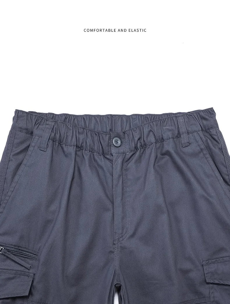 Knee Length Cargo Shorts Men's Summer Casual Cotton Multi Pockets Breeches Cropped Short Trousers Camouflage Shorts