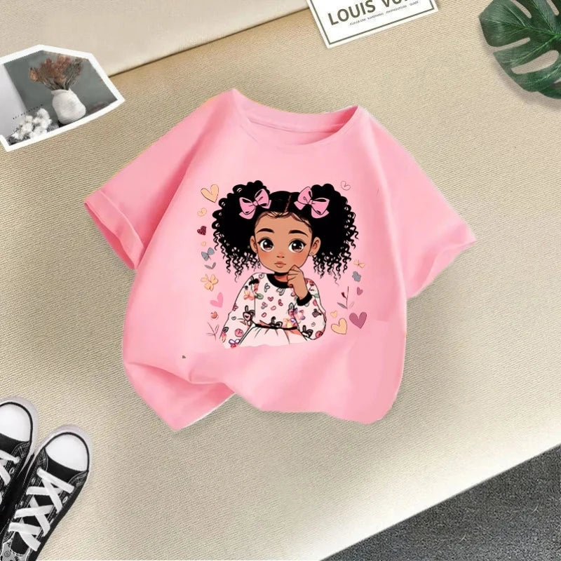 Children's Clothing,short Sleeves for Girls,2025 Summer New Girls' T-shirts,pure Cotton Fashionable Printed Children's Top Trend
