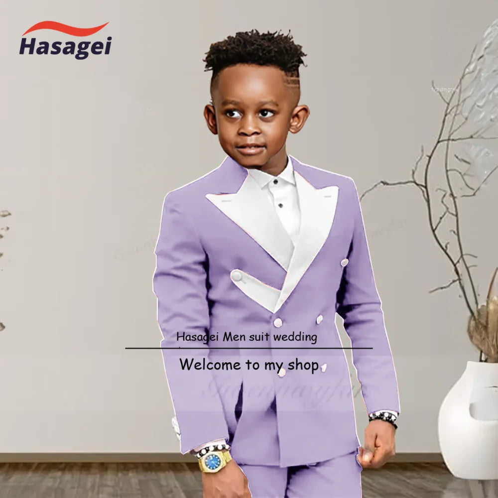 Boys Suits Fashion Luxury Red Suit Set White Pointed Collar Buckle With Double Row Front Slotted Business Casual