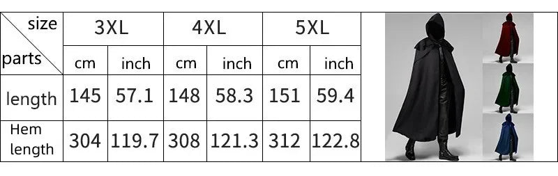 Medieval Vintage Hooded Loose Black Cloak Coats Windproof Trench Chic Winter Long Cape Poncho Gothic Mens Monk  Cosplay