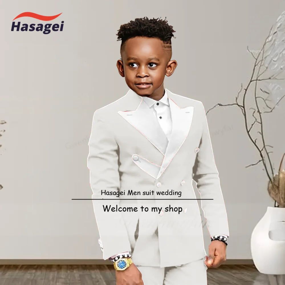 Boys Suits Fashion Luxury Red Suit Set White Pointed Collar Buckle With Double Row Front Slotted Business Casual