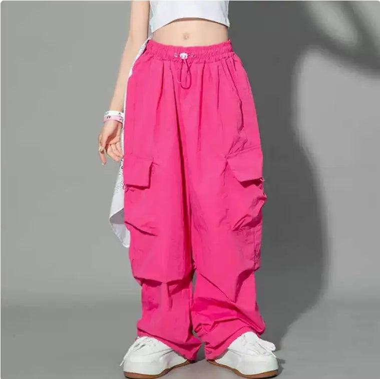 Girls Cargo Pants 5-14 Years Spring Fashion Children Loose Trousers Autumn Kids New Style Wide-leg Pants Girl Casual Clothing