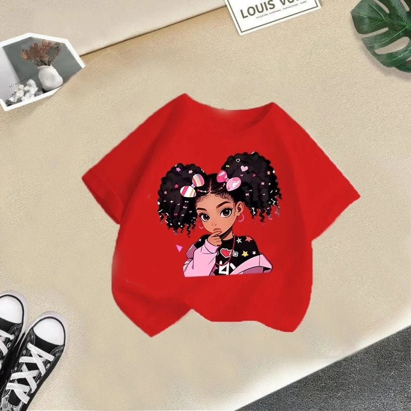 Children's Clothing,short Sleeves for Girls,2025 Summer New Girls' T-shirts,pure Cotton Fashionable Printed Children's Top Trend