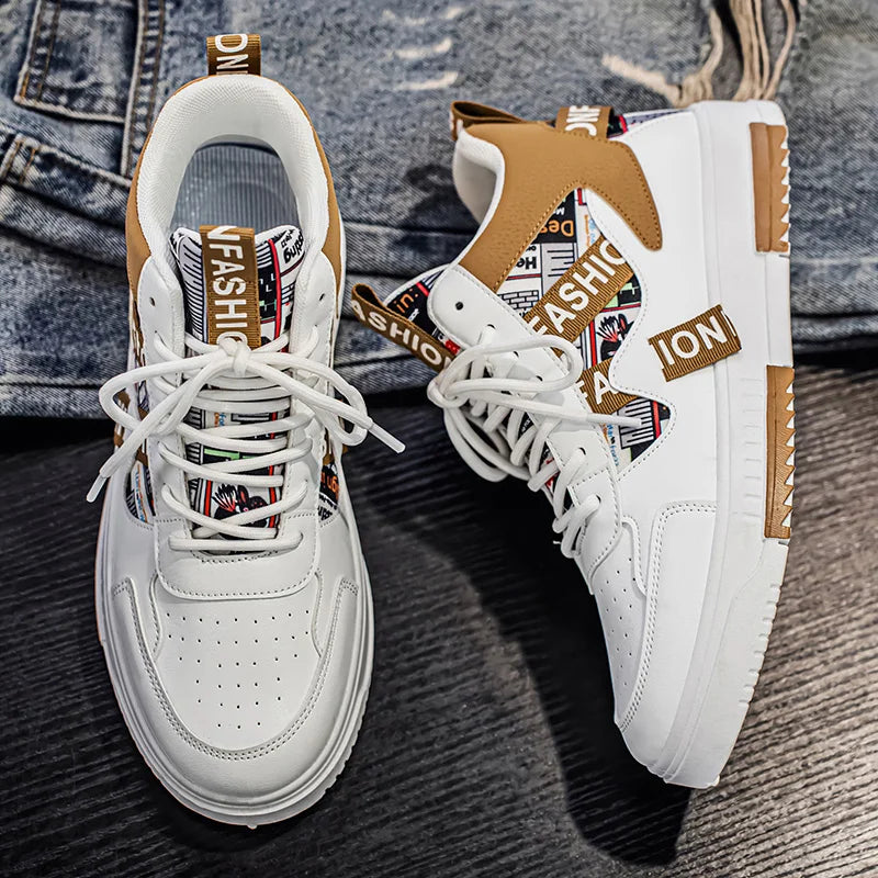 2025 New High-Top Sneakers for Men, Trendy Graffiti Color-Block Men's Shoes, Versatile Street Trend Casual Sports Shoes