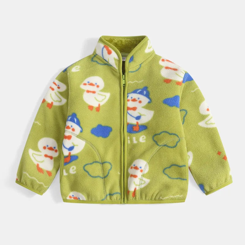 Girls Coats 1 to 8 Years Winter Children Clothes Double-Faced Heart Print Jackets Boys Plush Fleece Warm Outerwear Baby Clothing