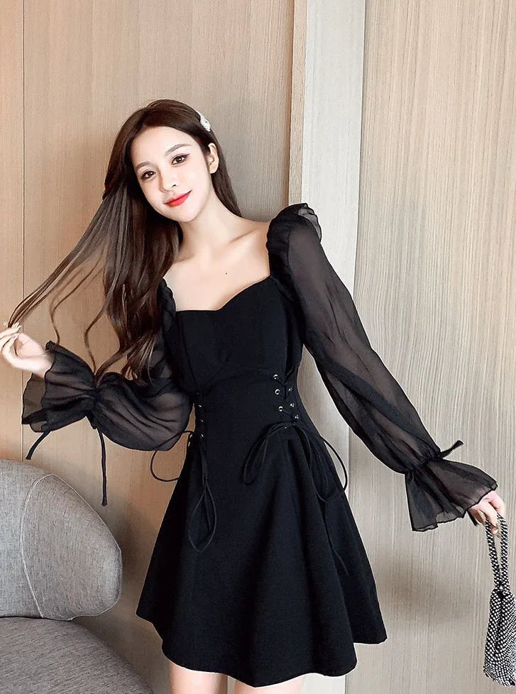Female Dresses  Coquette Women's DressSilk Satin Chiffon Sexy Black Holiday New Features Korean Style Clothing Cheap Casual X In