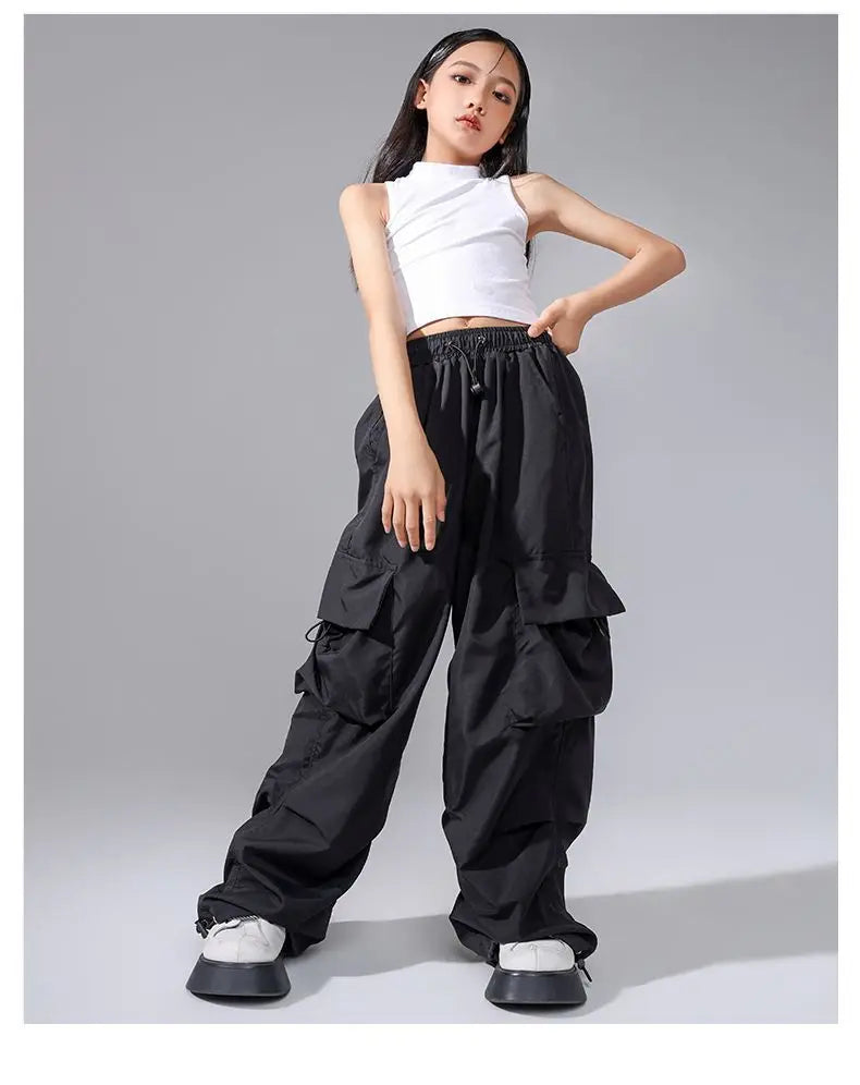 Girls Cargo Pants 5-14 Years Spring Fashion Children Loose Trousers Autumn Kids New Style Wide-leg Pants Girl Casual Clothing