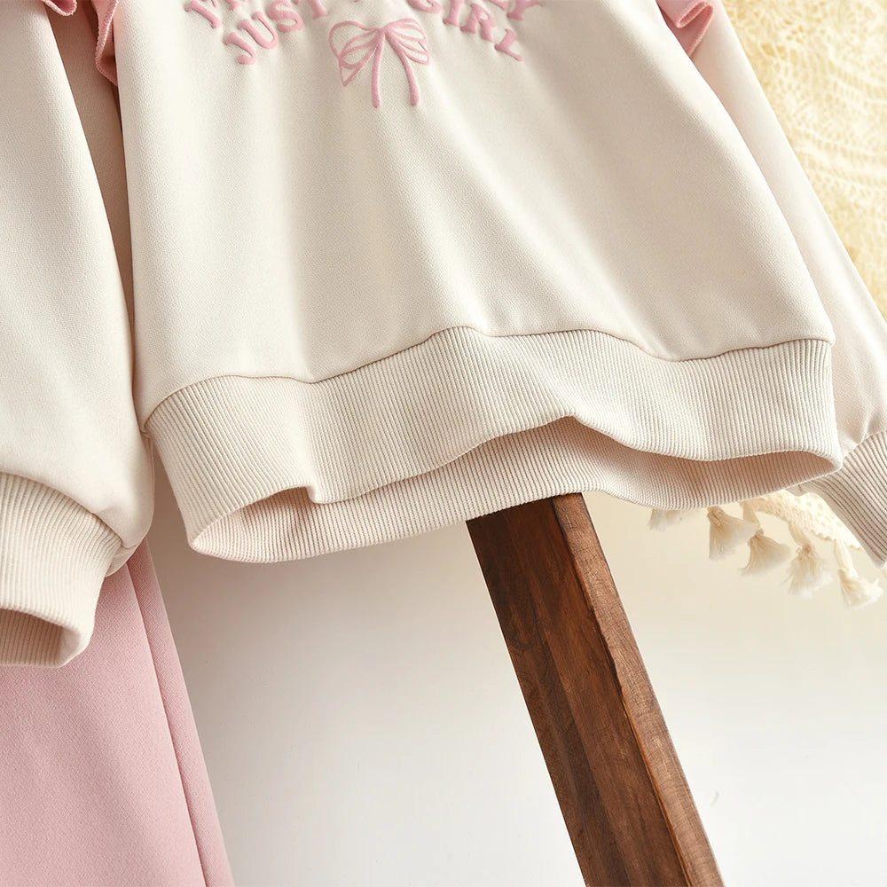 Girls Clothes 2025 Autumn New Color Blocked Casual Sportswear Long Sleeved Letter Printed Top+Pants Children's Fashion Clothing