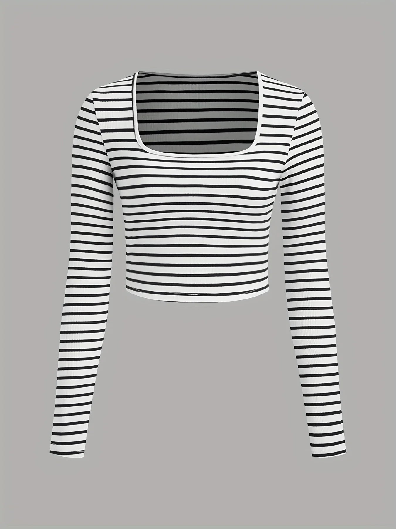 Girls' Clothing Set for Autumn: Two-Piece Outfit with Square-Neck Striped Long-Sleeve Top and Casual Pants with Pockets, Suitable for Outdoor Activities, Sporty and Fashionable