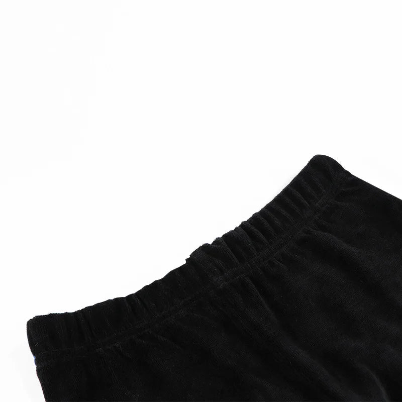 Boys pajama set blue black top and pants kids clothes for boy and girl clothing round neck winter season front velour back rib