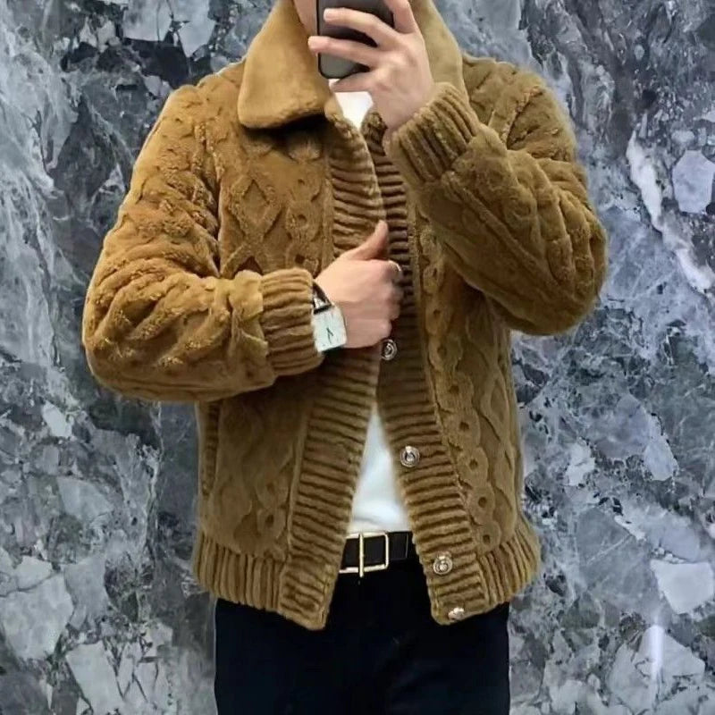 Winter Coats For Mens Warm Thickened Furry Cozy Fleece Jacket Autumn Men's Daily Casual Zipper Turn-down Collar Coat Jackets