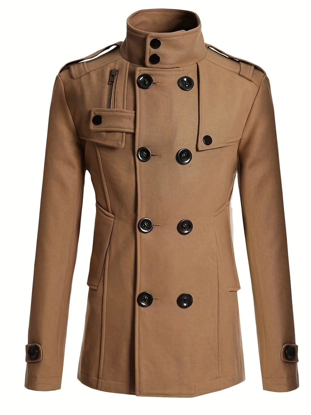 New Mens Woolen Coat Slim-fitting Medium and Long Woolen Trench Coat Men