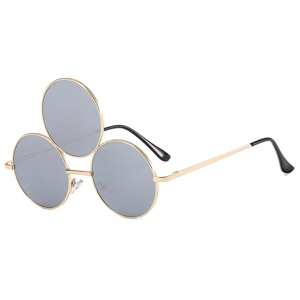 Sunglasses Third Lenses 3 Eyes Round Women Metal Fashion Vintage Sun Glasses For Men Fashion Eyewear  Shades UV400 New 2023