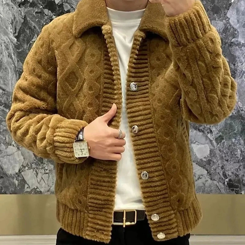 Winter Coats For Mens Warm Thickened Furry Cozy Fleece Jacket Autumn Men's Daily Casual Zipper Turn-down Collar Coat Jackets