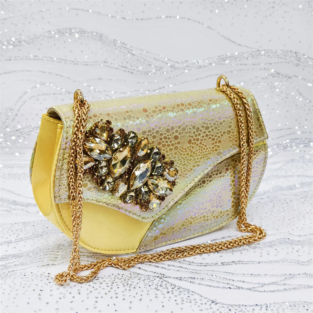 2025 New Rhinestone Design African Shoes & Bag Set in Green – Open Toe Comfortable Women's Heels - Hot Sale on Instagram