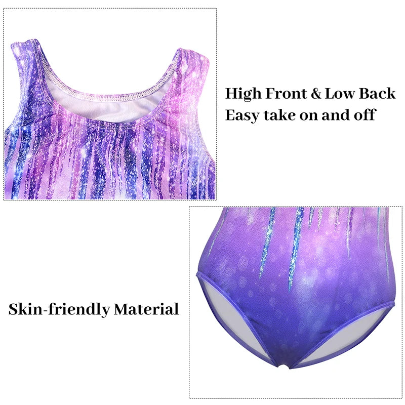 Girls  Vest  Gymnastics Leotard Sparkle 4 Piece Dance Unitard for Kids Toddler Athletic Tumbling Outfits