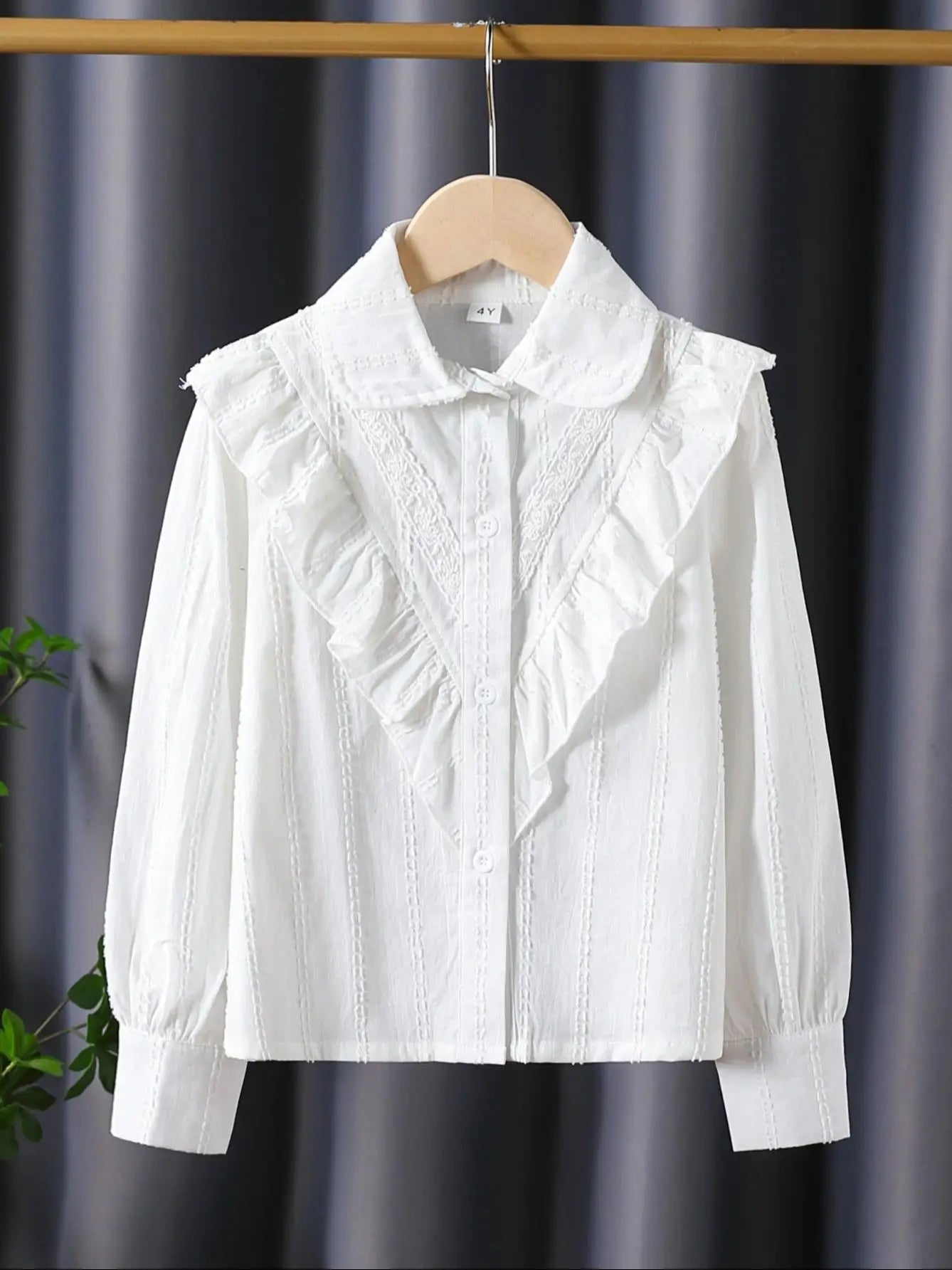 Girls' Spring and Autumn Shirts, Casual and Simple, Lapel, Solid Color, Long-Sleeved, Open-Front Tops, Little Girls' Autumn Versatile College Style Clothing