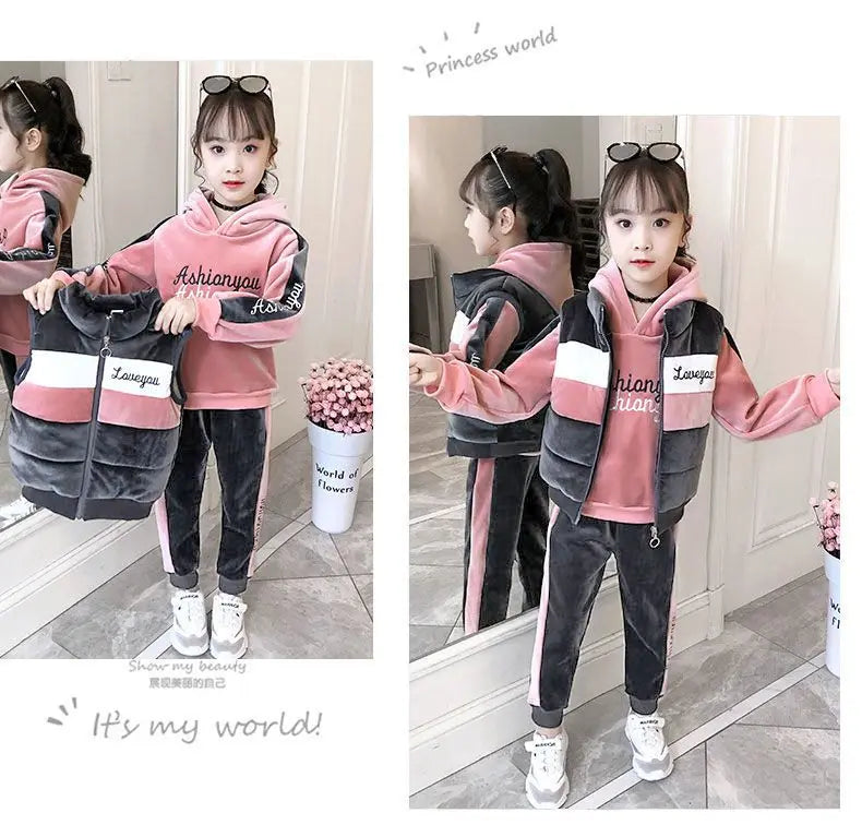 Girls Clothes Set Winter Jacket + Trousers Pants 3 PCS Children Clothing for Girl Teen Kids Girls Clothes 2 4 6 8 10 11 12 Years