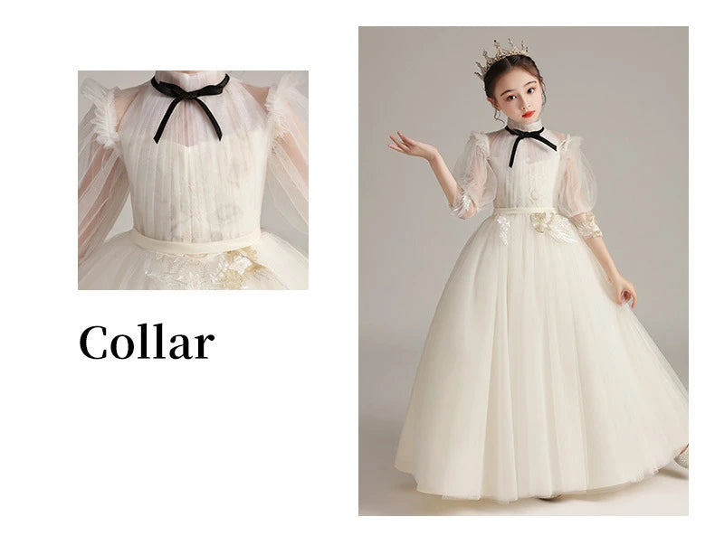Children Clothing Green Dress for Girls 3 To 14 Year Elegant Formal Evening Dresses Long Luxury Cute Kid Wedding Party Ball Gown