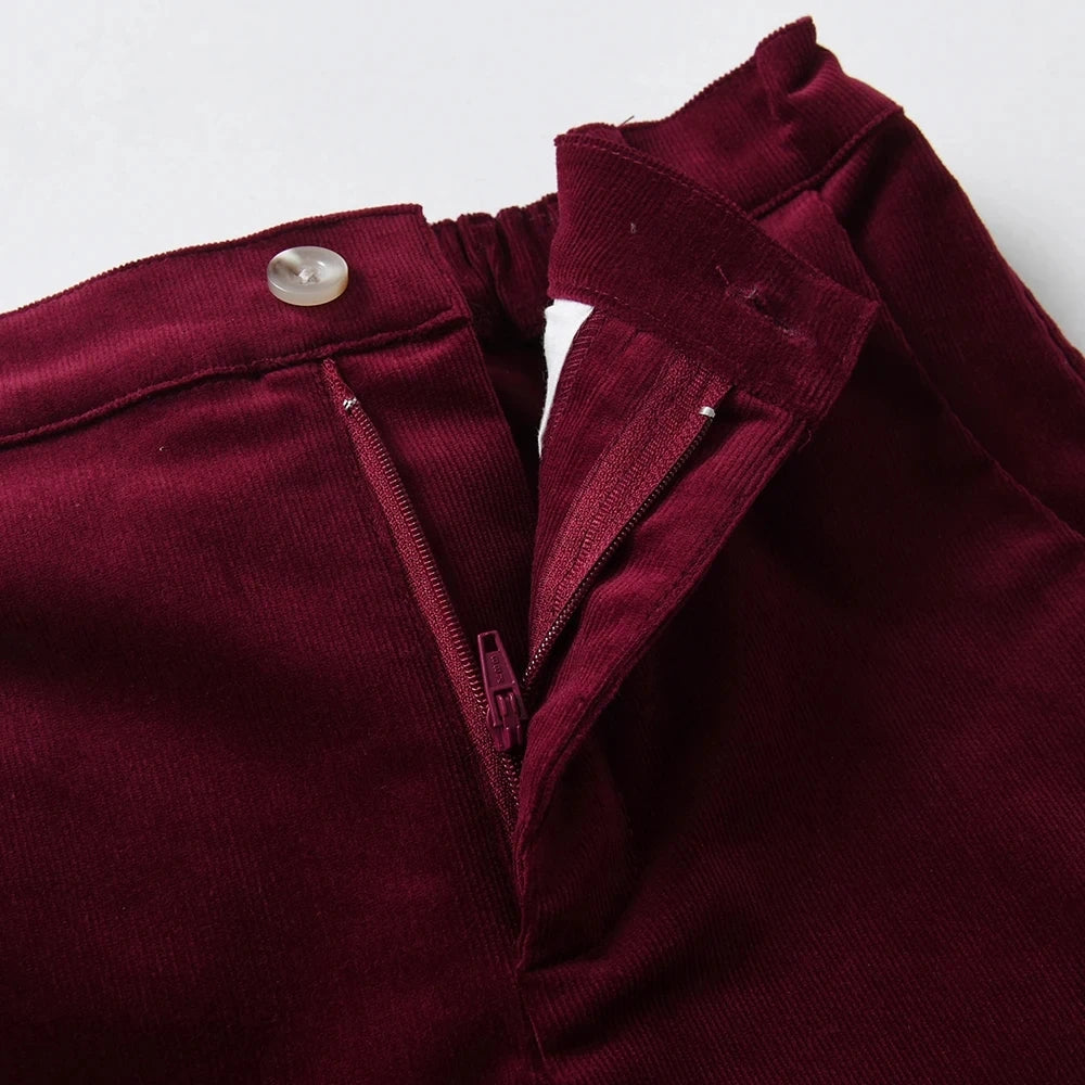 Red Boys Pants Children Trousers For Kids Cotton Solid Casual Long Pants 1-6 Years Clothing Sport Pants Spring Corduroy Boutique